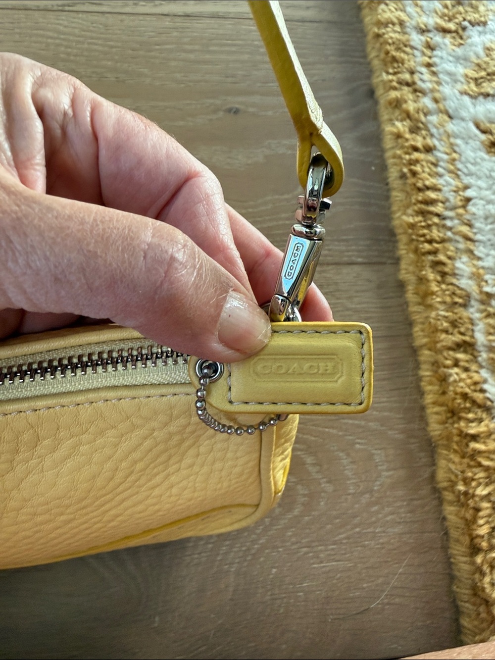 Coach Pebbled Leather in Sunny Yellow with Tassel - Picture 2 of 5